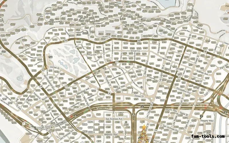 Christmas White WINTER ALABASTER FiveM-compatible minimap for GTA 5 — google style — showing Los Santos street detail