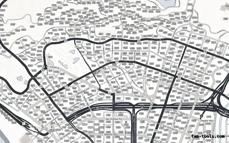 White ALABASTER FiveM-compatible minimap for GTA 5 — google style — showing Los Santos street detail