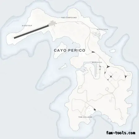 White ALABASTER Cayo Perico FiveM-compatible minimap for GTA 5 — optional island add-on in the same palette, without postal codes