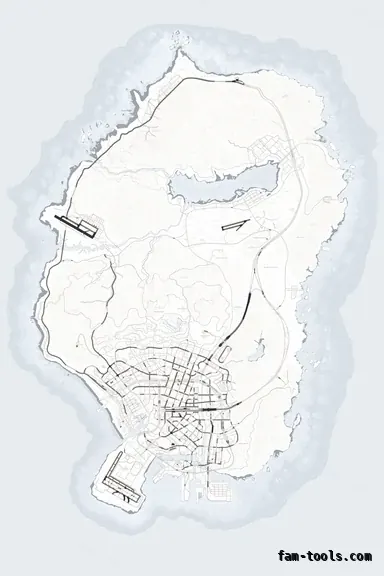White ALABASTER FiveM-compatible minimap for GTA 5 — without postal codes — showing the whole Los Santos and Blaine County map
