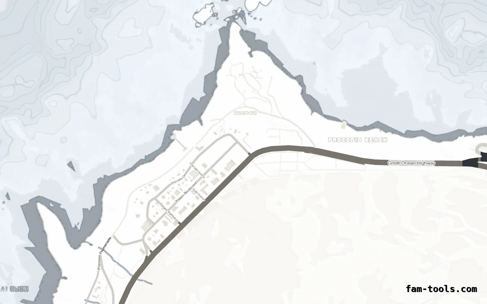 White ALABASTER FiveM-compatible minimap for GTA 5 — without postal codes — showing Paleto Bay and Mount Chiliad