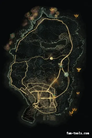 Christmas Yellow WINTER SOLAR FiveM-compatible minimap for GTA 5 — google style — showing the whole Los Santos and Blaine County map