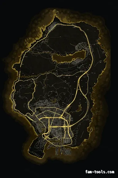 Yellow SOLAR FiveM-compatible minimap for GTA 5 — google style — showing the whole Los Santos and Blaine County map