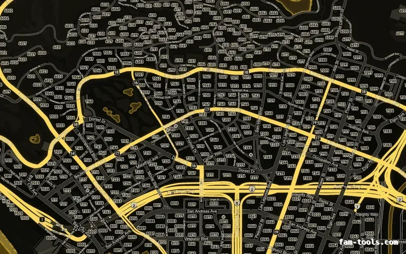 Yellow SOLAR FiveM-compatible minimap for GTA 5 — google style — showing Los Santos street detail