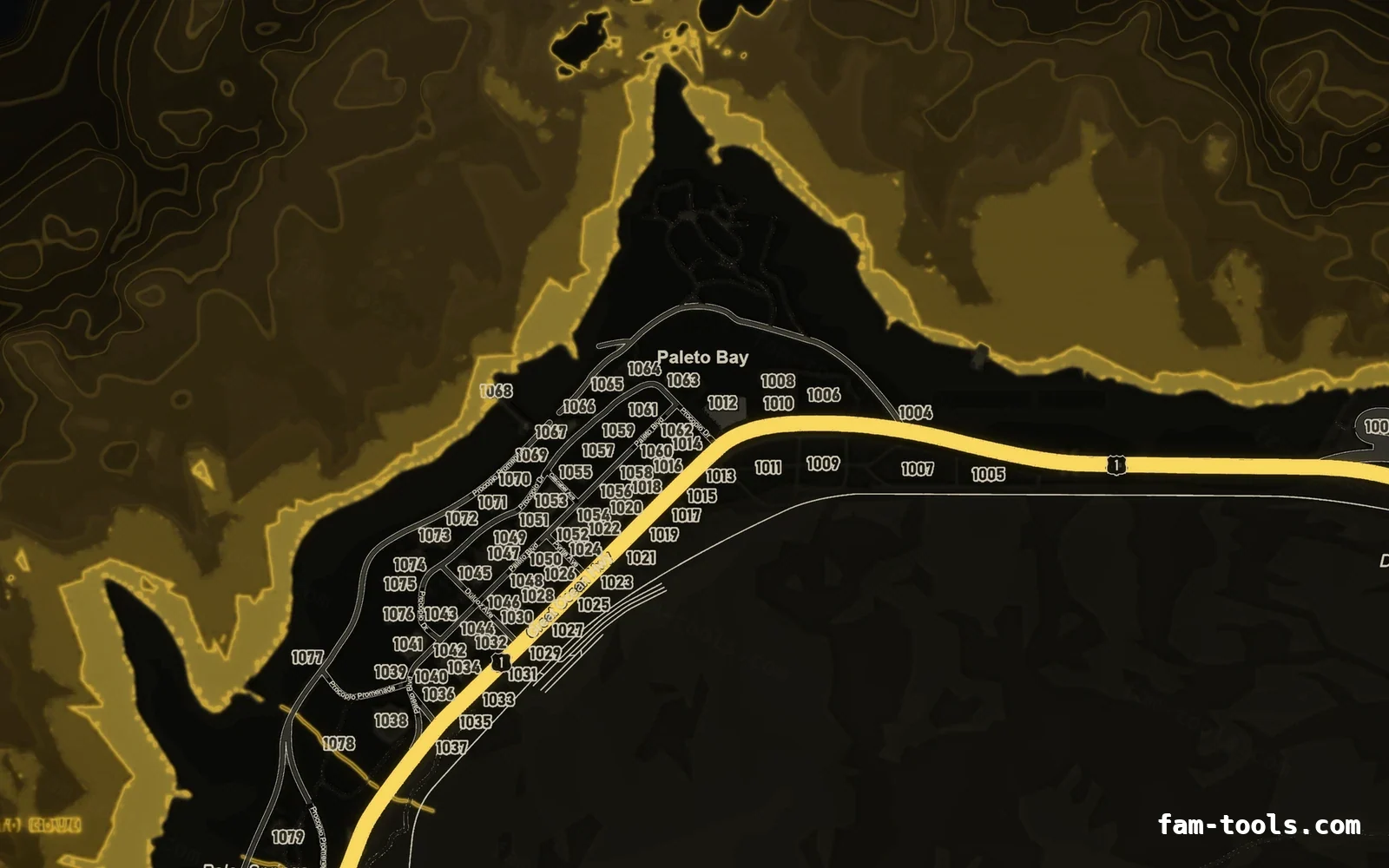 Yellow minimap — Paleto Bay Yellow SOLAR FiveM-compatible minimap for GTA 5 — google style — showing Paleto Bay and Mount Chiliad