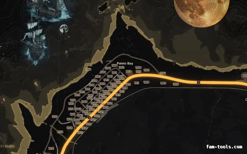 Halloween Yellow HAUNTED SOLAR FiveM-compatible minimap for GTA 5 — google style — showing Paleto Bay and Mount Chiliad