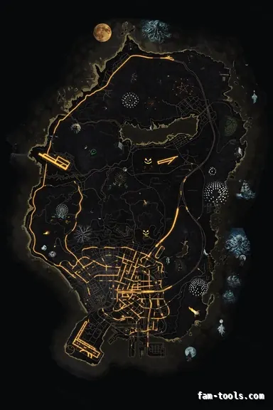 Halloween Yellow HAUNTED SOLAR FiveM-compatible minimap for GTA 5 — without postal codes — showing the whole Los Santos and Blaine County map