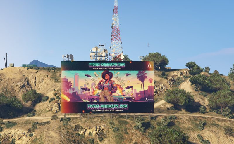 Custom FiveM Vinewood sign showing a server name