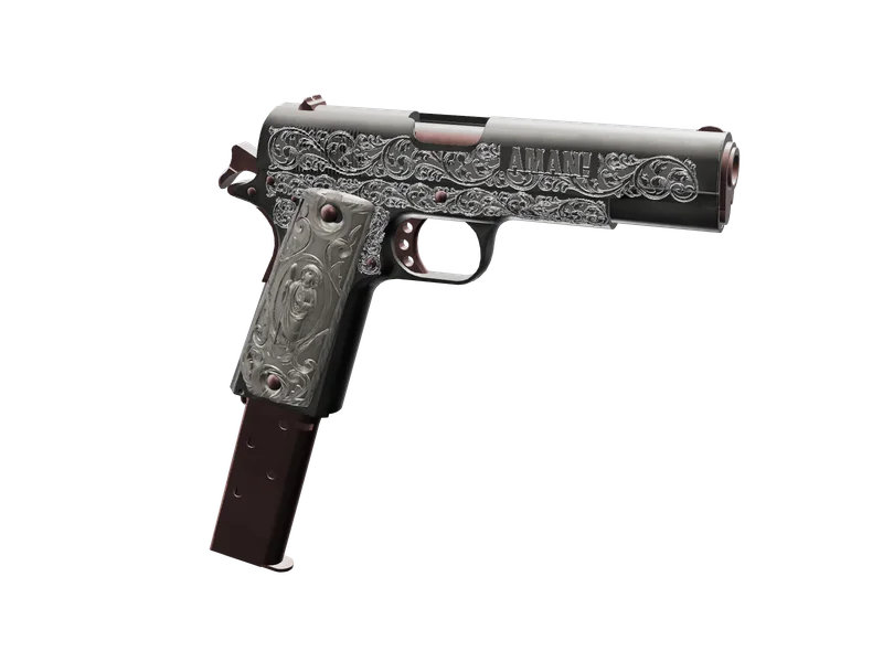 1911 — 3D render of the pistol model, shown from the side