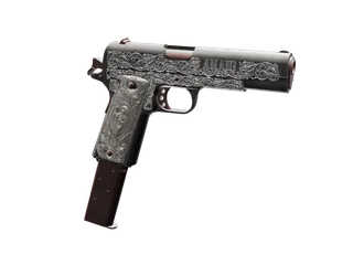 1911 — 3D render of the pistol model, shown from the side