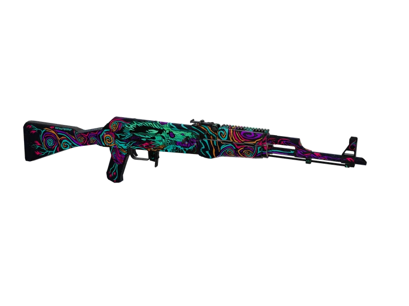 Ak47 Neon Galaxy — 3D render of the rifle model, shown from the side