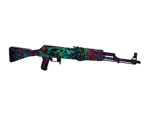 Ak47 Neon Galaxy — 3D render of the rifle model, shown from the side