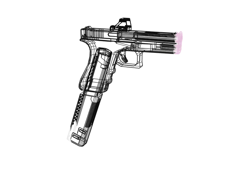 Animated Jefe — 3D render of the pistol model, shown from the side