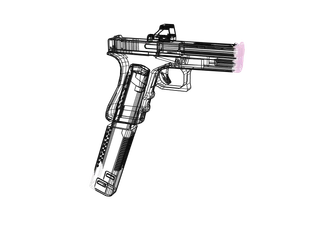 Animated Jefe — 3D render of the pistol model, shown from the side