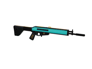 Aquarium — 3D render of the rifle model, shown from the side