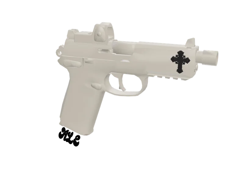 Fnxale — 3D render of the pistol model, shown from the side