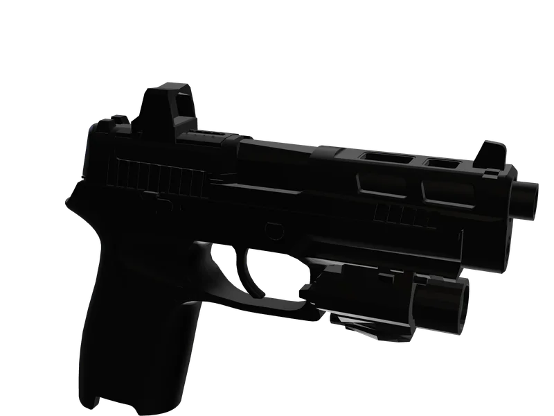 Glass — 3D render of the pistol model, shown from the side