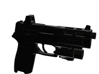 Glass — 3D render of the pistol model, shown from the side