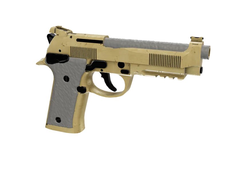 Goldpulse — 3D render of the pistol model, shown from the side