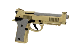 Goldpulse — 3D render of the pistol model, shown from the side