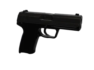 Hkusp Chr — 3D render of the pistol model, shown from the side
