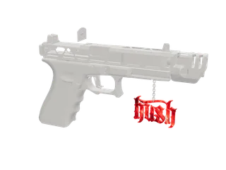 Hush — 3D render of the pistol model, shown from the side