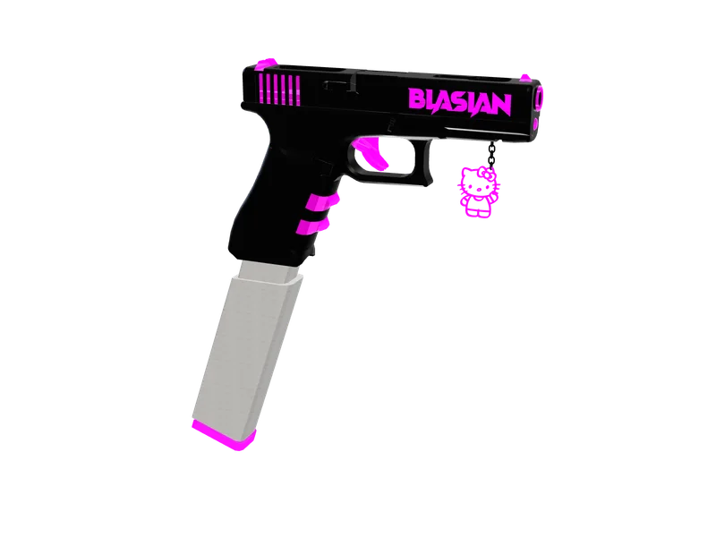Jadedaiko — 3D render of the pistol model, shown from the side