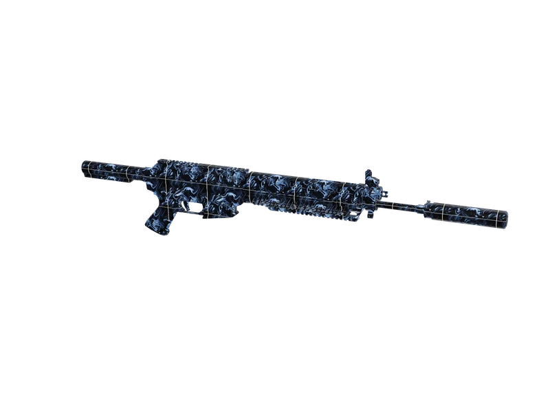 Lightbluesigar — 3D render of the rifle model, shown from the side