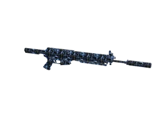 Lightbluesigar — 3D render of the rifle model, shown from the side