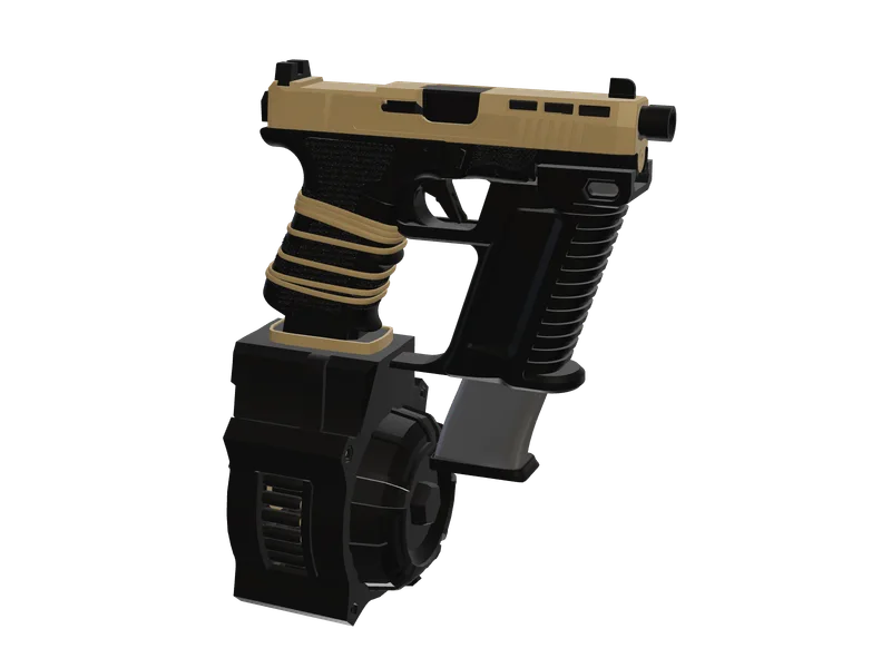 Tandagger — 3D render of the pistol model, shown from the side