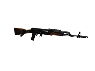 AK — 3D render of the rifle model, shown from the side