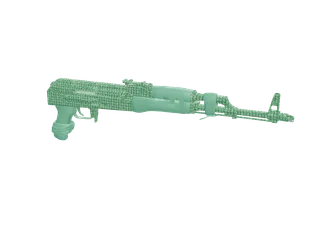 Akfemvvs Green — 3D render of the rifle model, shown from the side