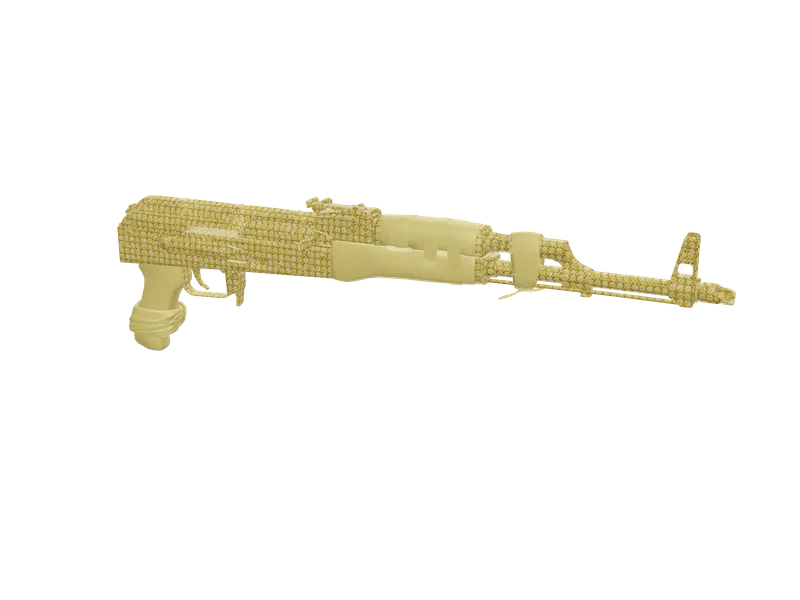 Akfemvvs Yellow — 3D render of the rifle model, shown from the side