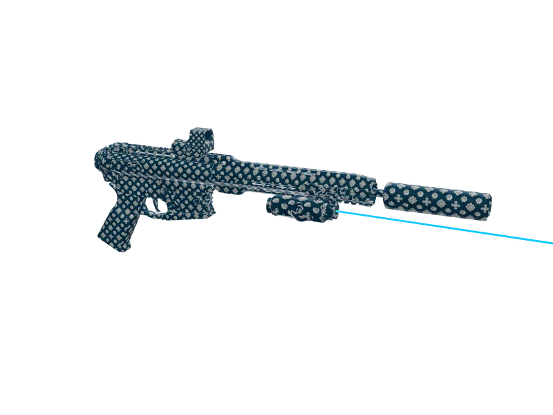 Arpfemvvs Blue — 3D render of the rifle model, shown from the side