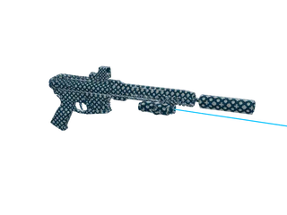 Arpfemvvs Blue — 3D render of the rifle model, shown from the side