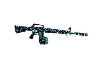 Queenbee16 Blue — 3D render of the rifle model, shown from the side