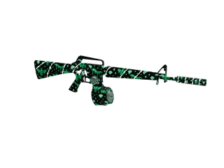 Queenbee16 Green — 3D render of the rifle model, shown from the side