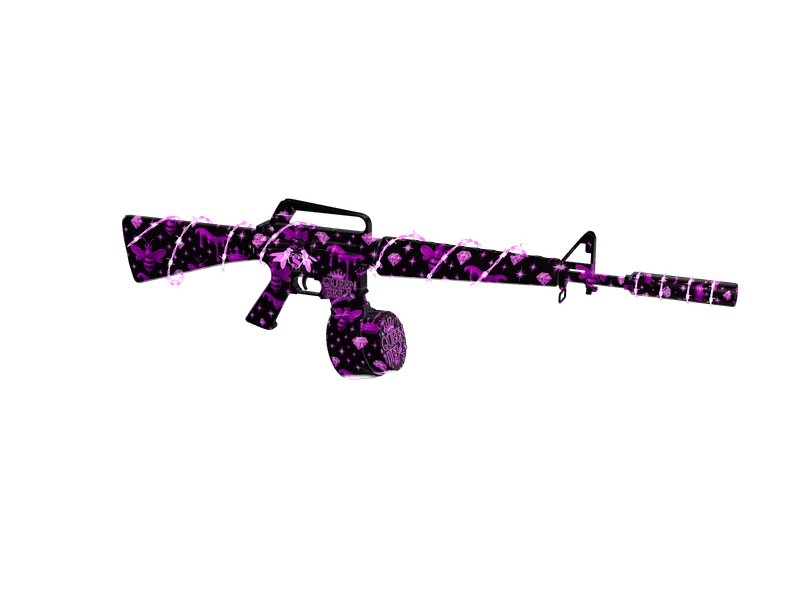 Queenbee16 Pink — 3D render of the rifle model, shown from the side