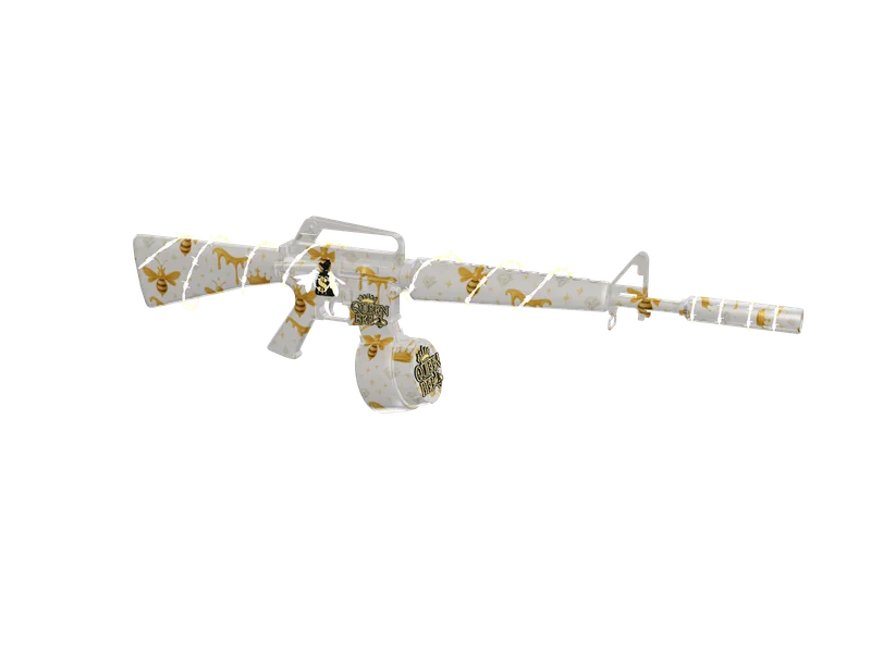 Queenbee16 White — 3D render of the rifle model, shown from the side