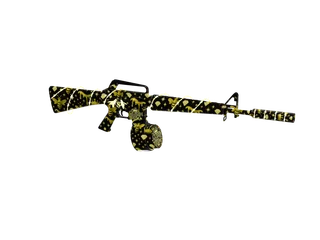 Queenbee16 Yellow — 3D render of the rifle model, shown from the side
