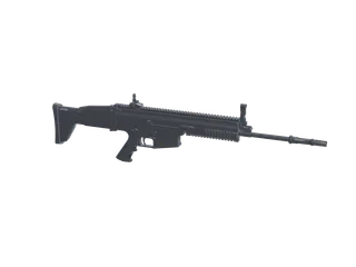 Scarh — 3D render of the rifle model, shown from the side