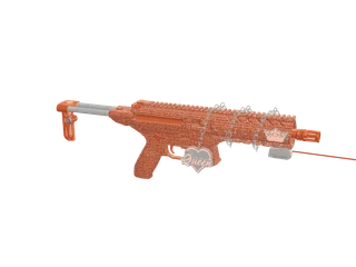 Vvsmpxq Orange — 3D render of the rifle model, shown from the side
