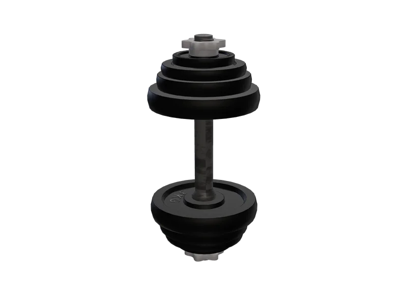 Dumbell — 3D render of the melee model, shown from the side
