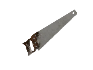 Saw 01 — 3D render of the melee model, shown from the side
