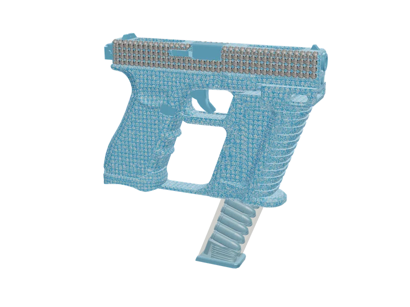 Gkitfem17 Blue — 3D render of the pistol model, shown from the side