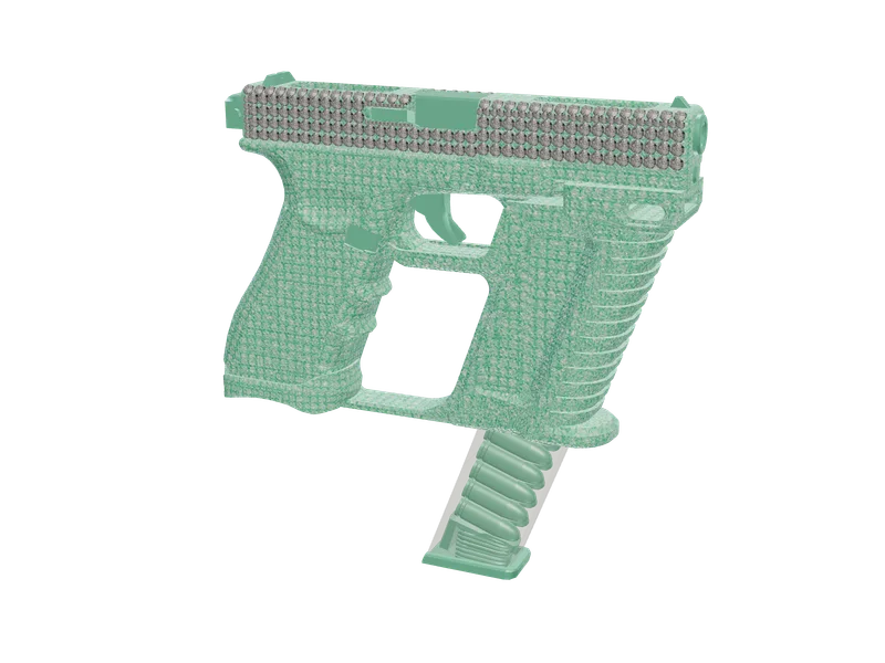 Gkitfem17 Green — 3D render of the pistol model, shown from the side