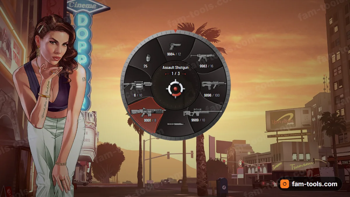 Aperture weapon wheel in the Infra palette