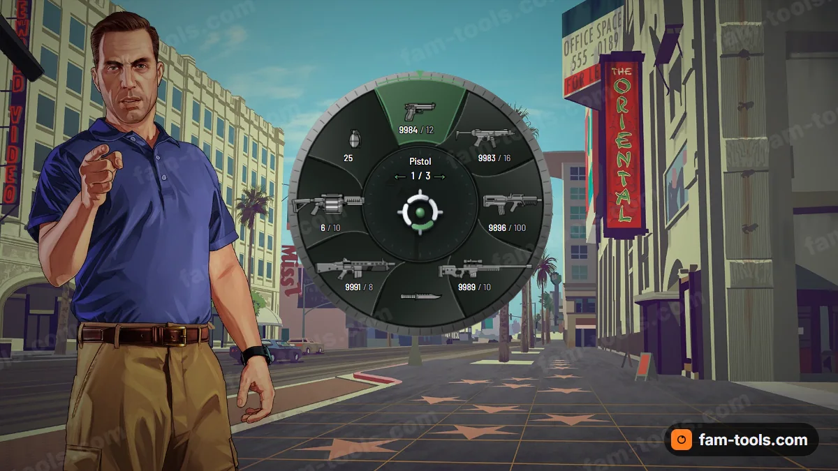 Aperture weapon wheel in the Optic green palette