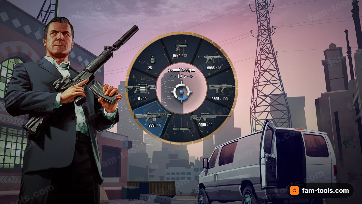 Board weapon wheel in the Blue mask palette