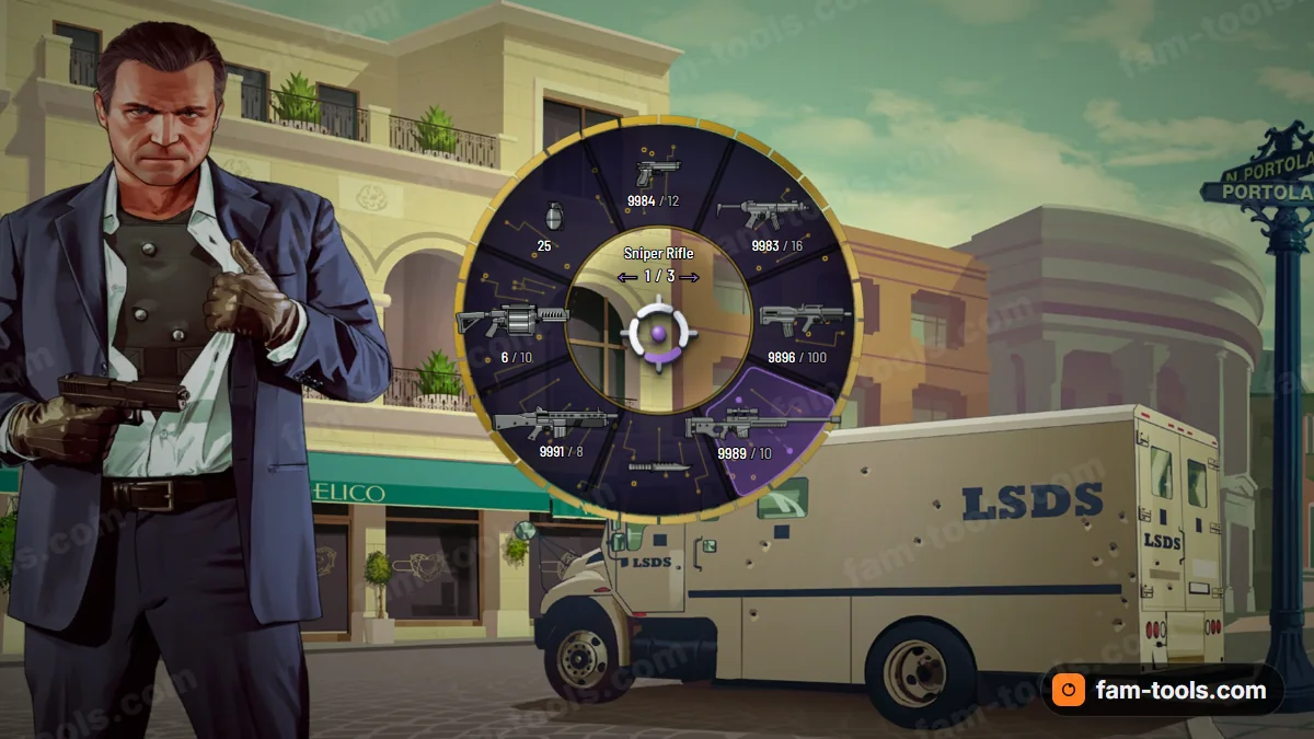Board weapon wheel in the Purple mask palette